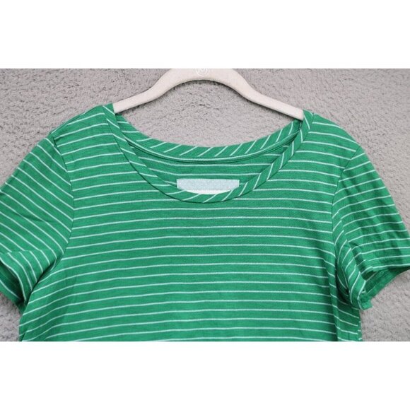 Anthropologie Green Striped Top-Ruffle Back-Size Medium - Picture 7 of 10